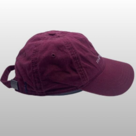 Tommy Hilfiger Hat Cap Strap Back Adult Mens Womens Burgundy Red Cotton Stitched - Picture 4 of 9